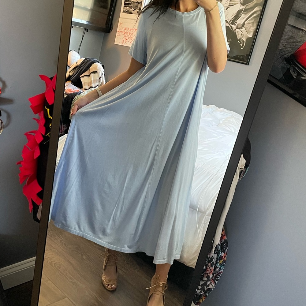 Casual Light Blue Maxi T-Shirt Dress
